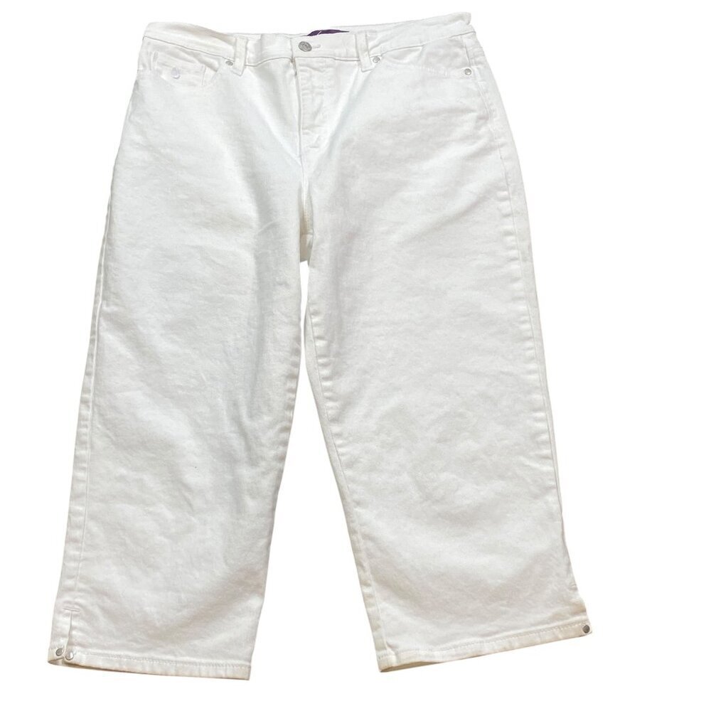 Gloria Vanderbilt Amanda Cropped White Jeans Sz 12 #330E